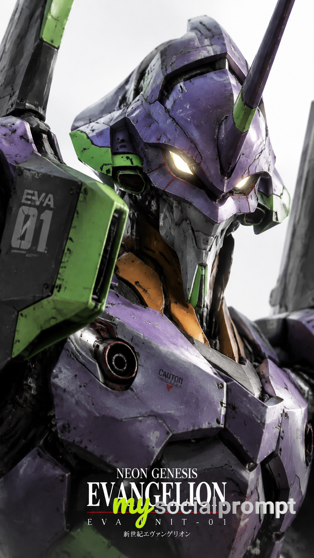 Cinematic Hyper-Real Portrait of Evangelion Unit-01 in Industrial Titanium