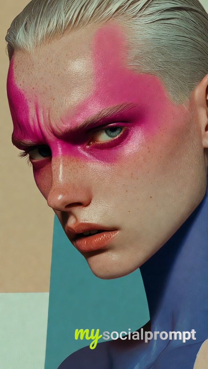 Hyper-Realistic Studio Portrait: Vibrant Color Against Muted Minimalism