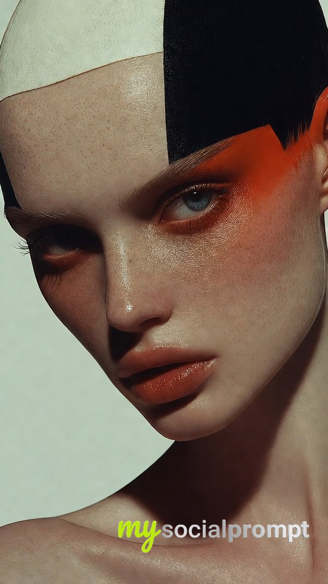 Hyper-Realistic Studio Portrait: Vibrant Color Against Muted Minimalism image 3