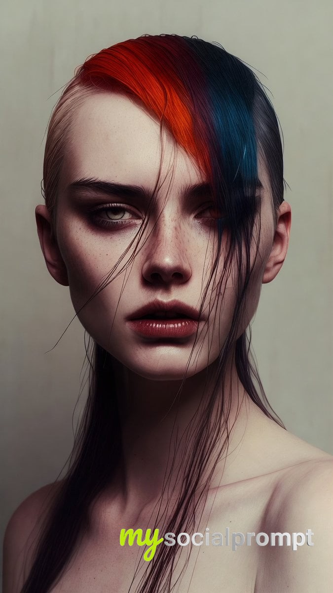 Hyper-Realistic Studio Portrait: Vibrant Color Against Muted Minimalism image 4