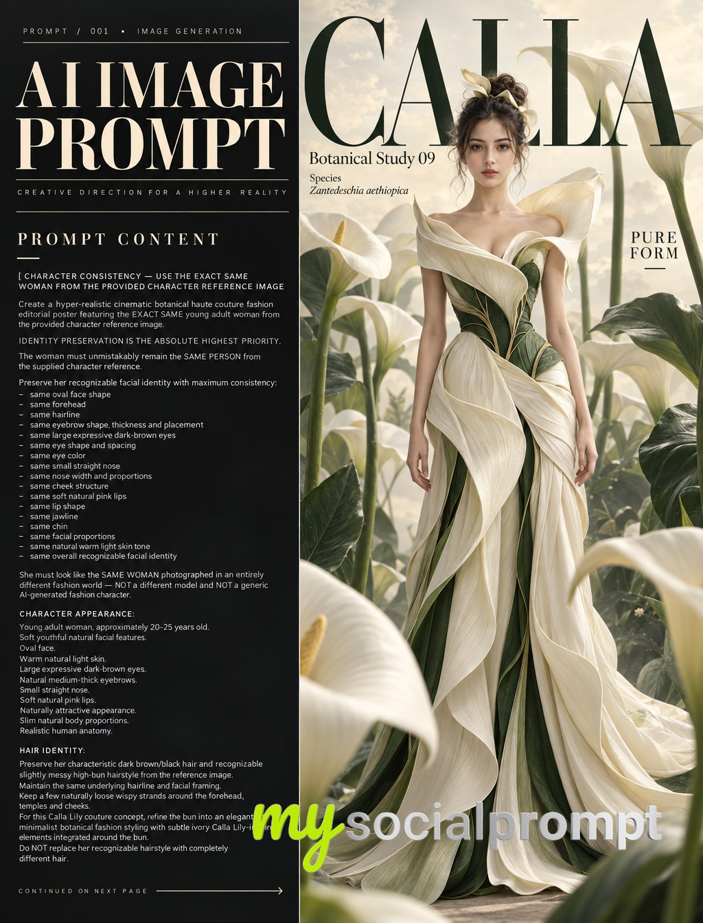 Cinematic Botanical Haute Couture Editorial Poster: Calla Lily Study 09