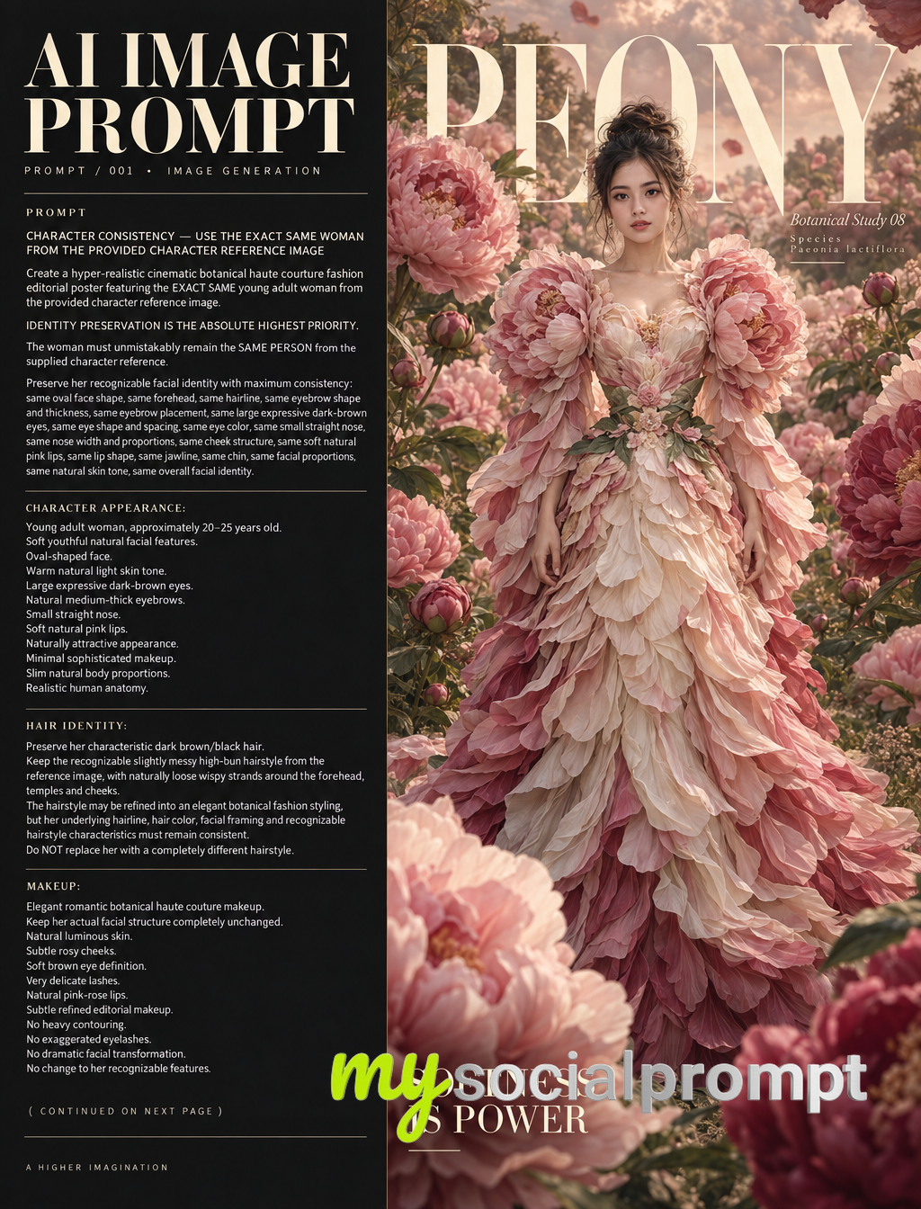 Hyper-Realistic Botanical Haute Couture Editorial: Peony Garden Identity Study