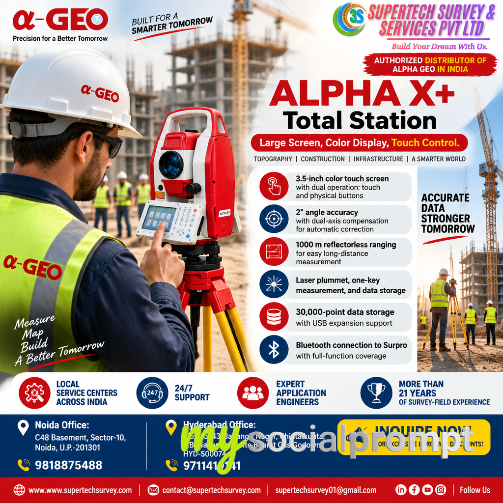 Cinematic Surveyor Portrait with Total Station at Construction Site