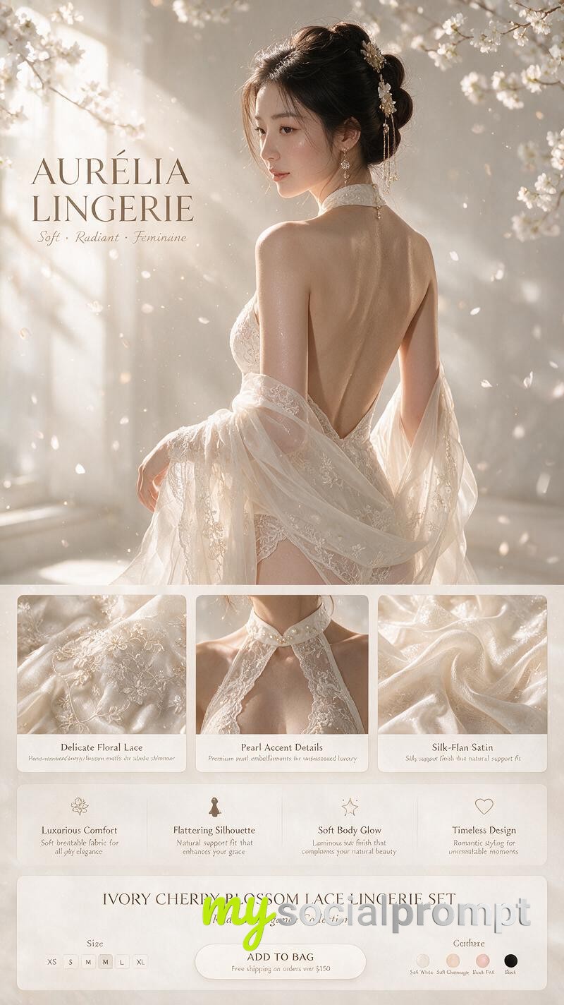 Hyper-Realistic Ivory Lace Lingerie Campaign: Soft Glow & Cinematic Beauty