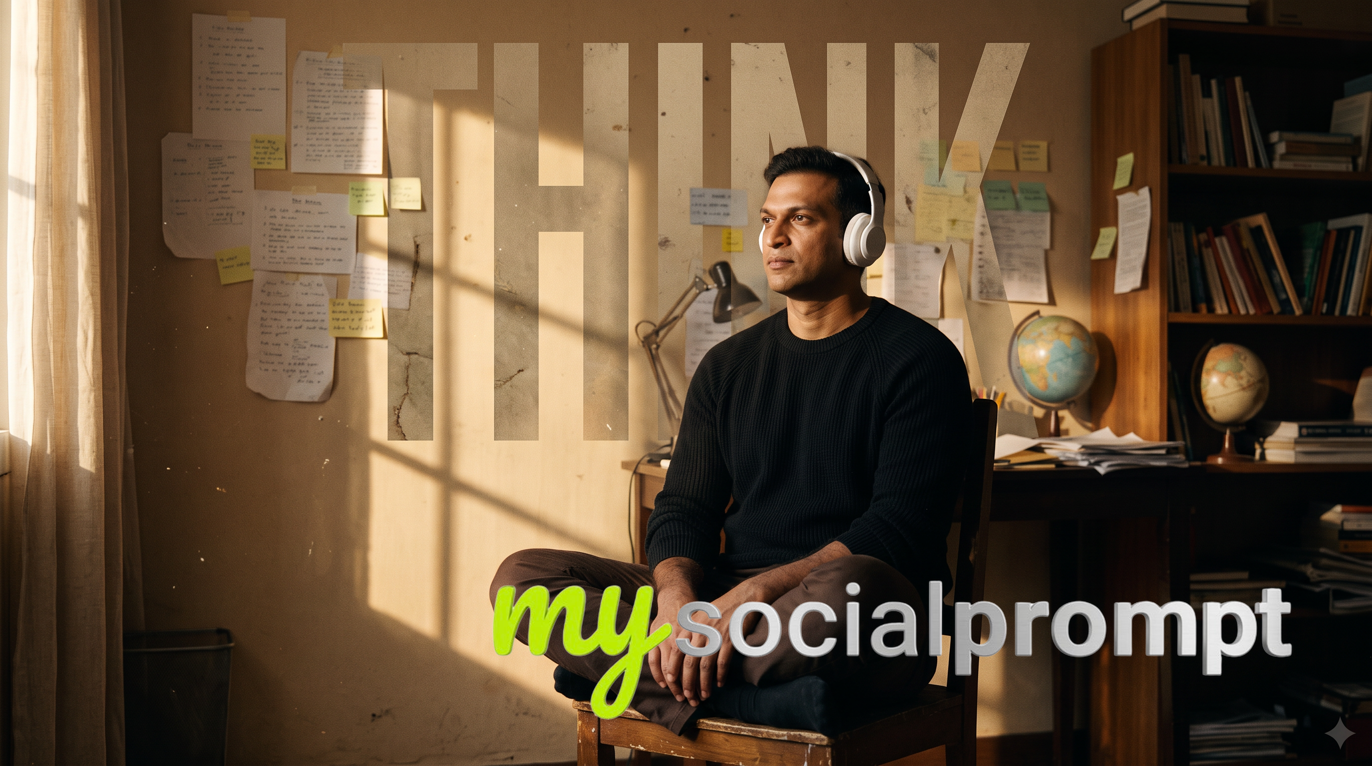 Cinematic Portrait of a Thoughtful Young Man in Golden-Hour Study Lighting