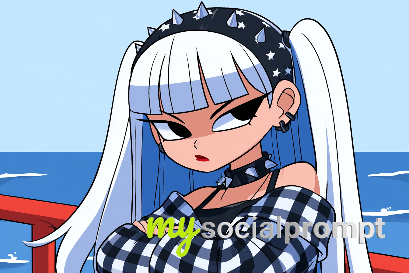 Minimalist Cinematic Portrait of an Aloof White-Haired Girl by the Seaside