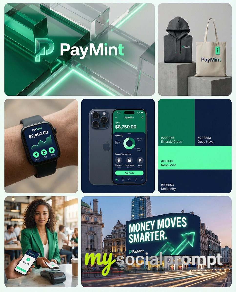 Fintech Brand Identity Board: Modern Campaign Grid Design