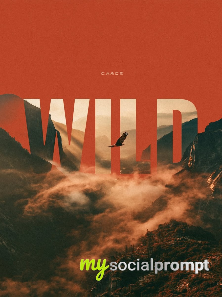 Minimalist Swiss Poster: Bold Cutout Typography Revealing Alpine Landscape image 4