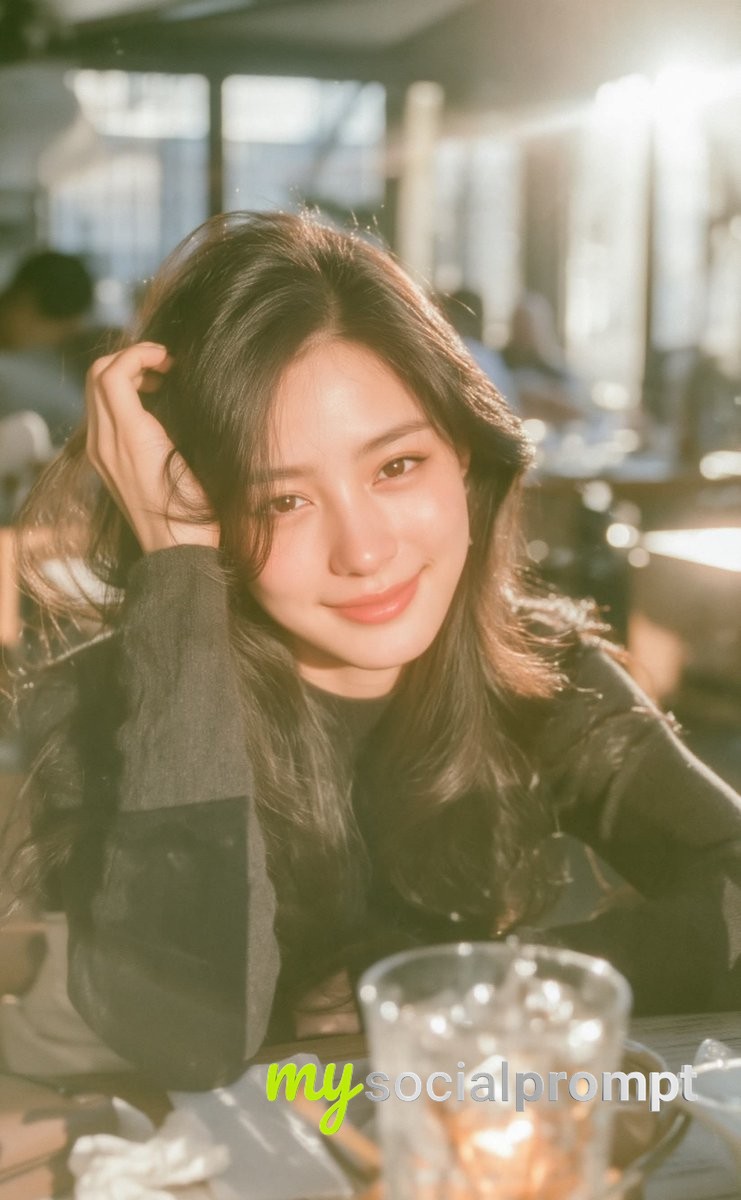 Backlit Cinematic Portrait of a Woman at a Sunlit Café Table