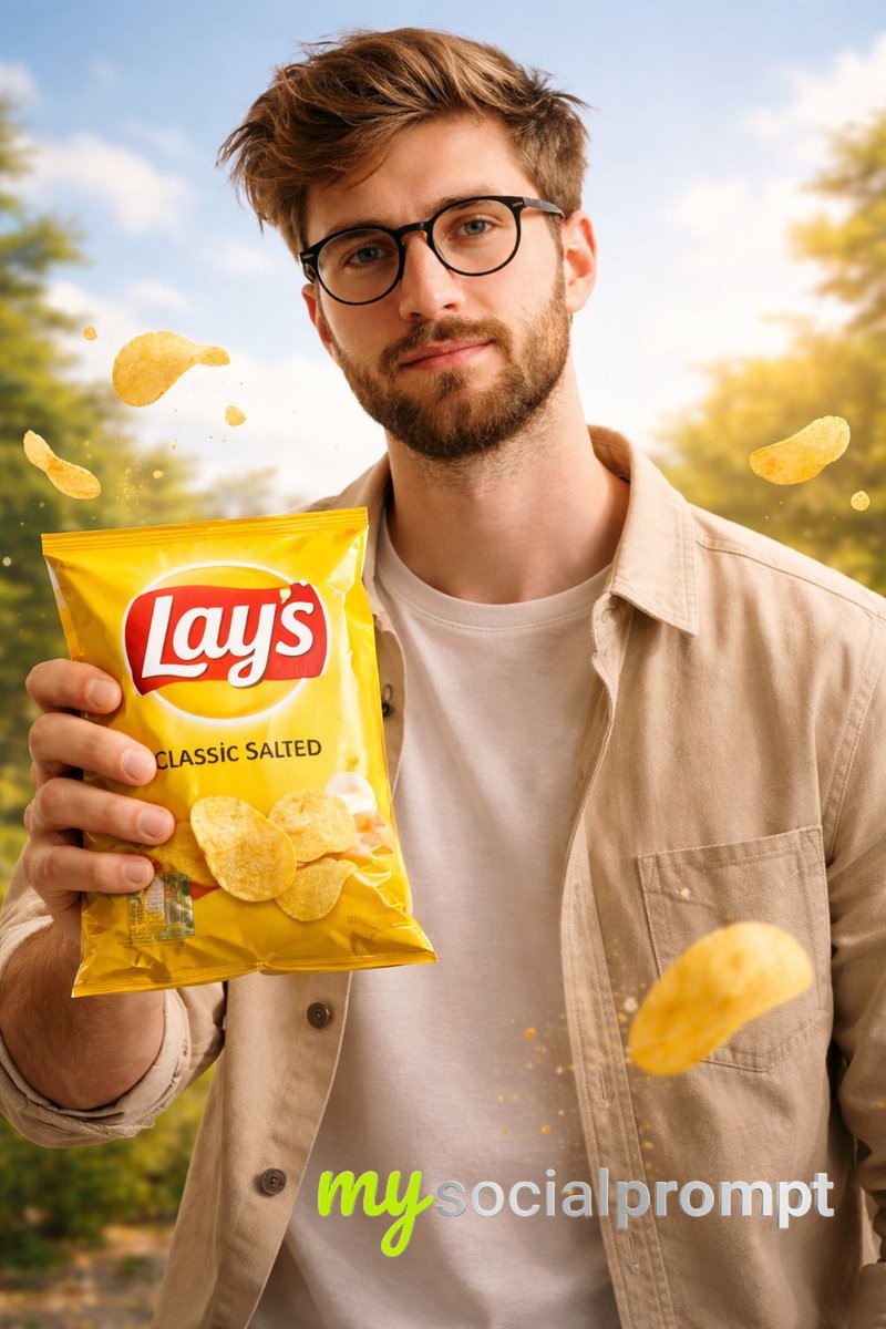 Cinematic Lay’s Chip Advertising Portrait With Hyper-Realistic Motion and Golden Lighting image 2