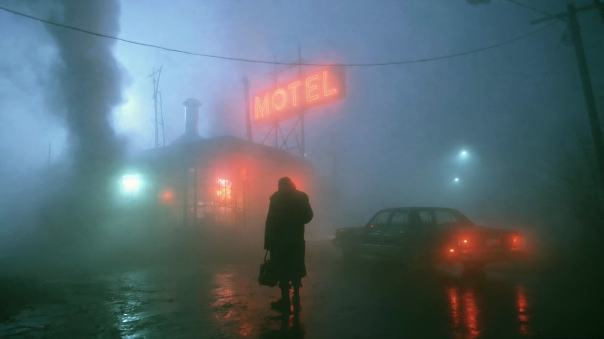 Surreal Sci-Fi Noir: Abandoned Motel with CRT Televisions and Volumetric Fog