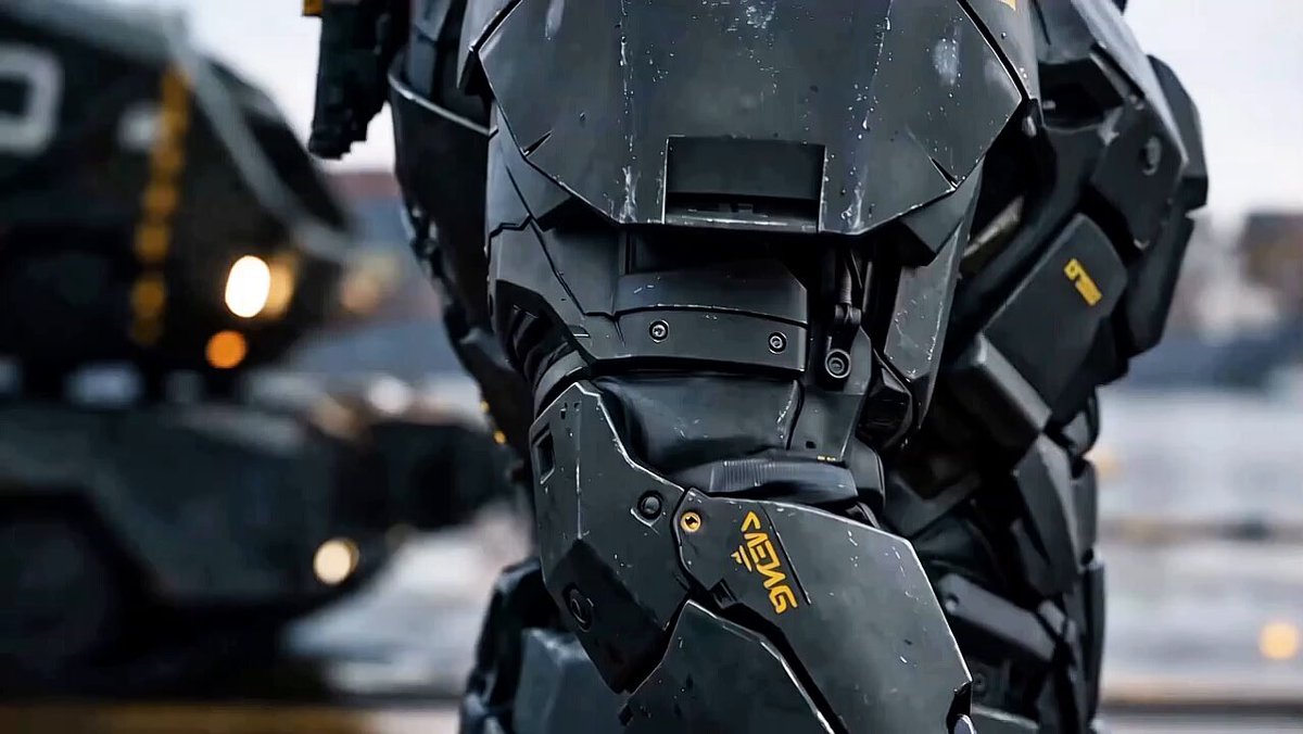 Armored Warrior vs. Monstrous Creatures: Rain-Soaked Harbor Battle in Photorealistic Sci-Fi