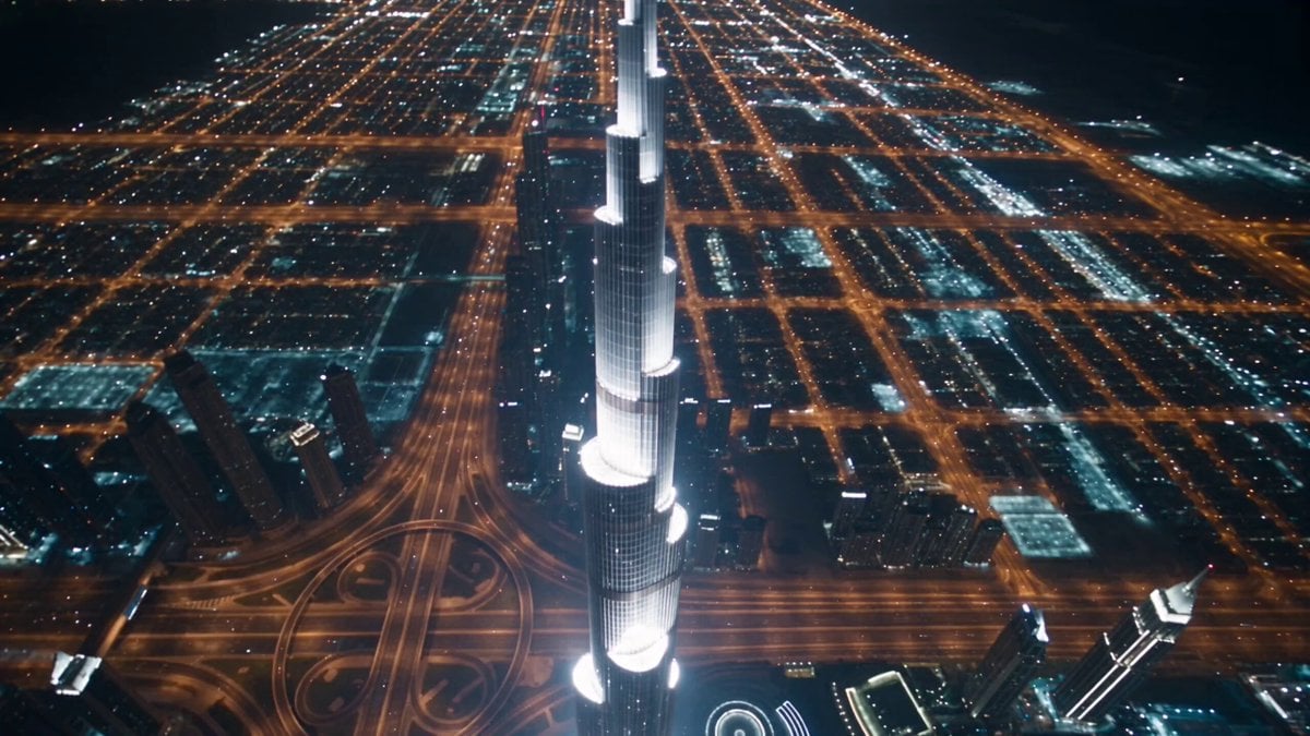 Cinematic Night Odyssey: Black Bugatti Chiron Through Neon Dubai Streets