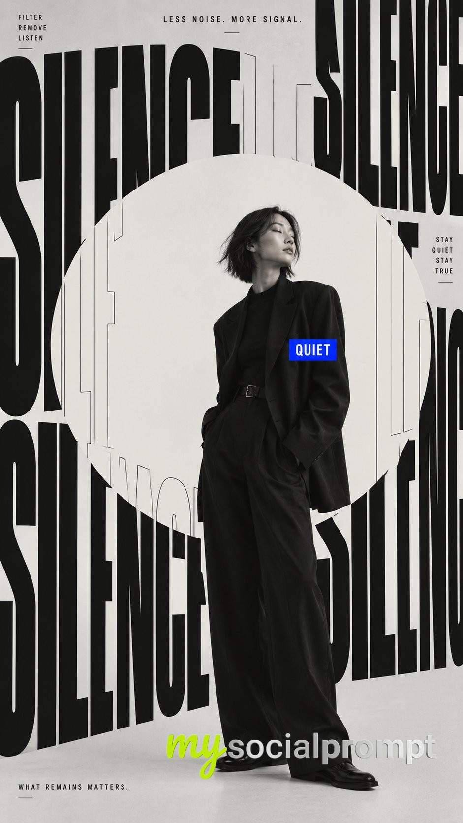 Oversized Typography Fashion Editorial Portrait