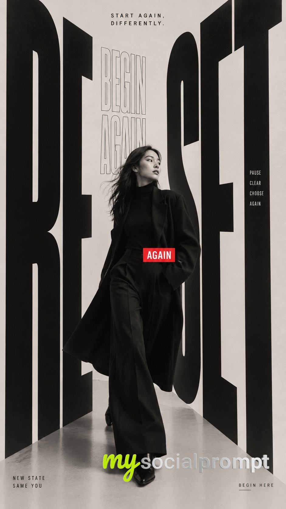 Oversized Typography Fashion Editorial Portrait — image 3