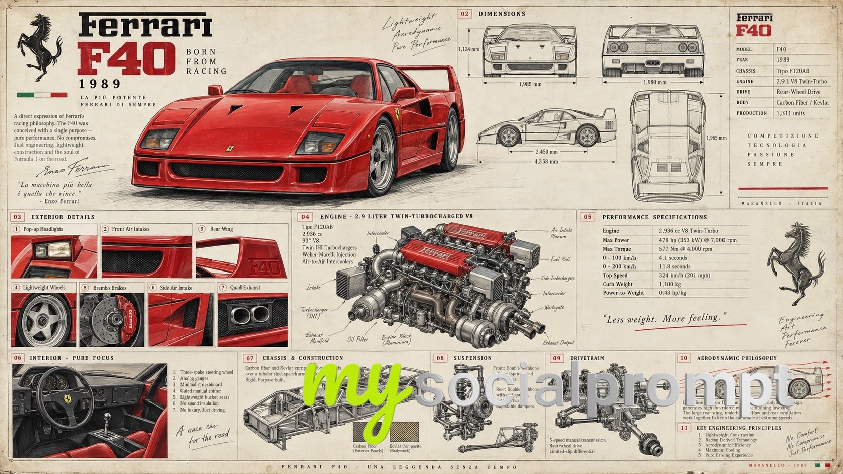 Vintage Supercar Engineering Poster Collection
