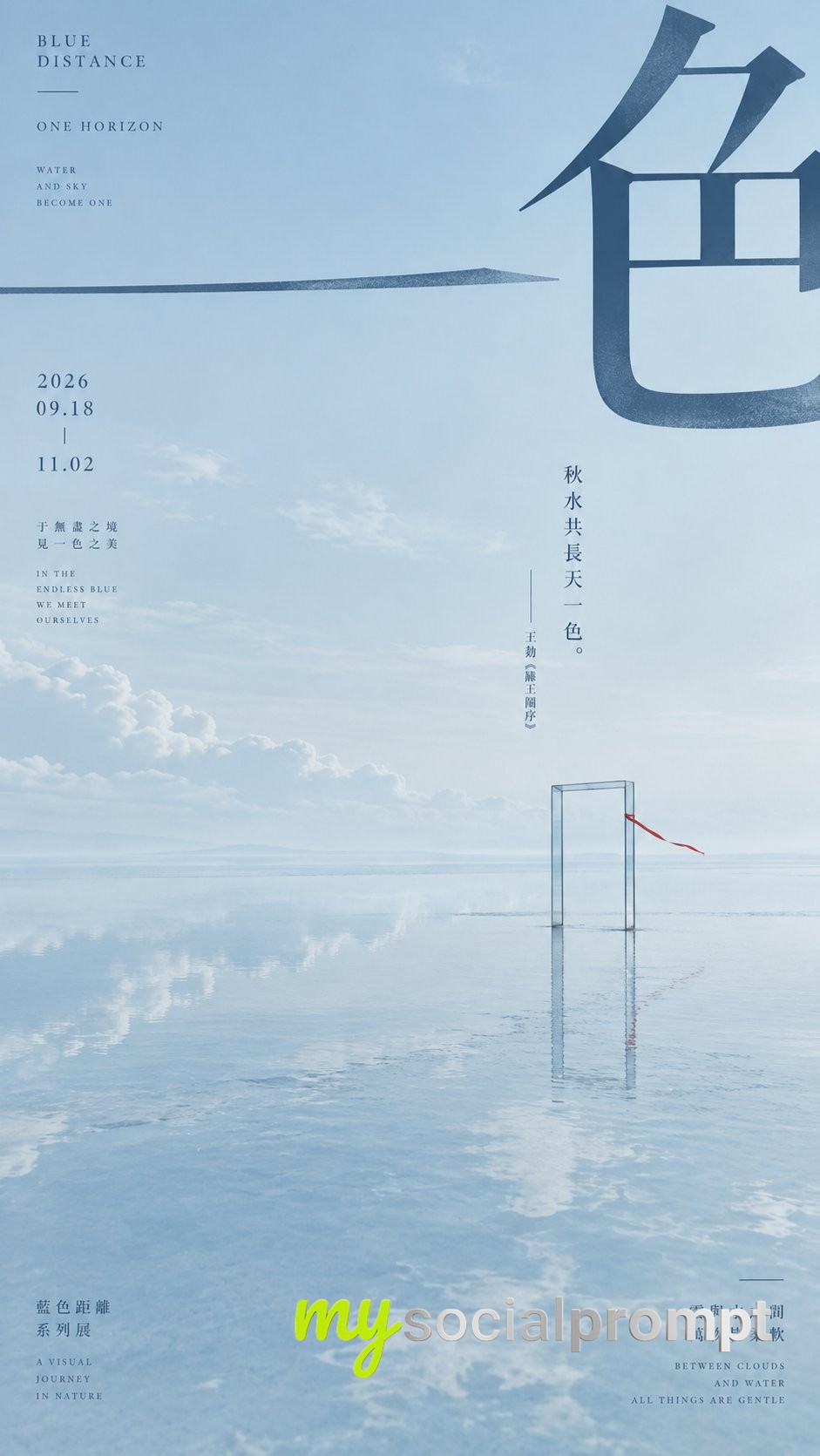 Misty Blue Eastern Poetry Minimalist Poster — image 3