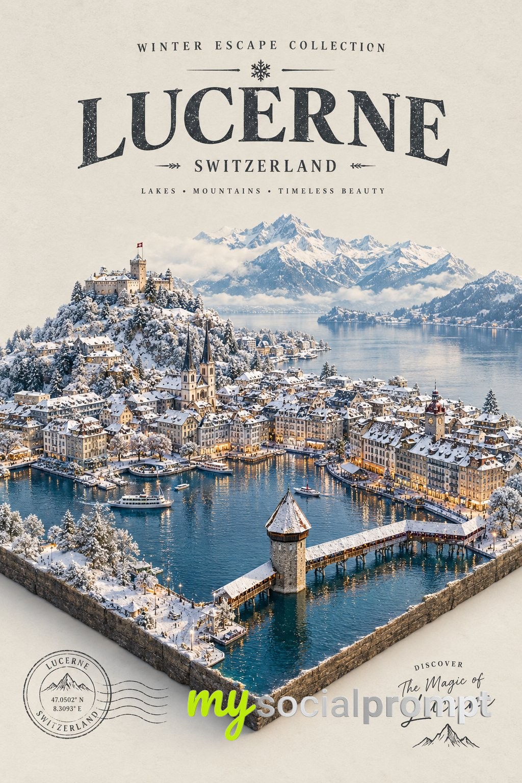 Luxury Winter City Diorama Travel Poster — image 2