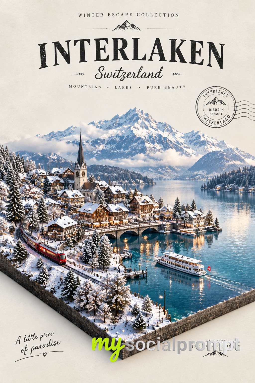 Luxury Winter City Diorama Travel Poster — image 3