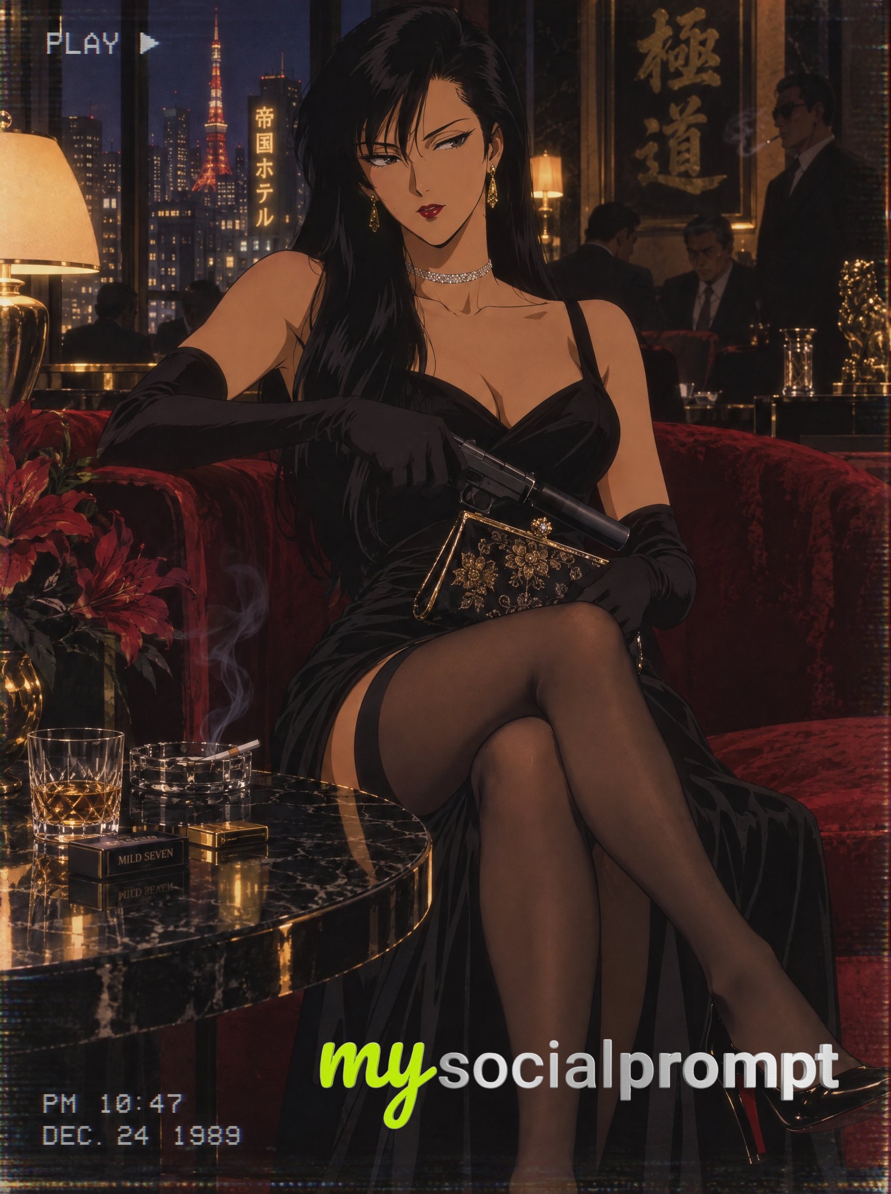 Retro Mafia Anime Noir in an Amber Lounge — image 7