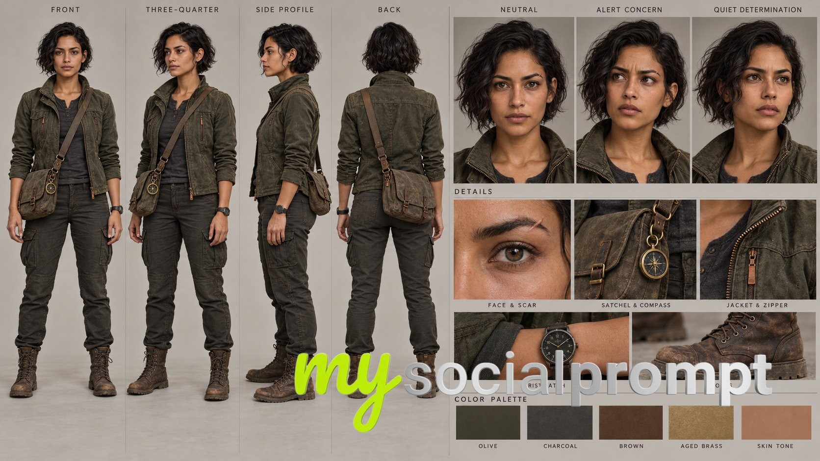 Cinematic Character Reference Sheet With Turnaround Views image 2