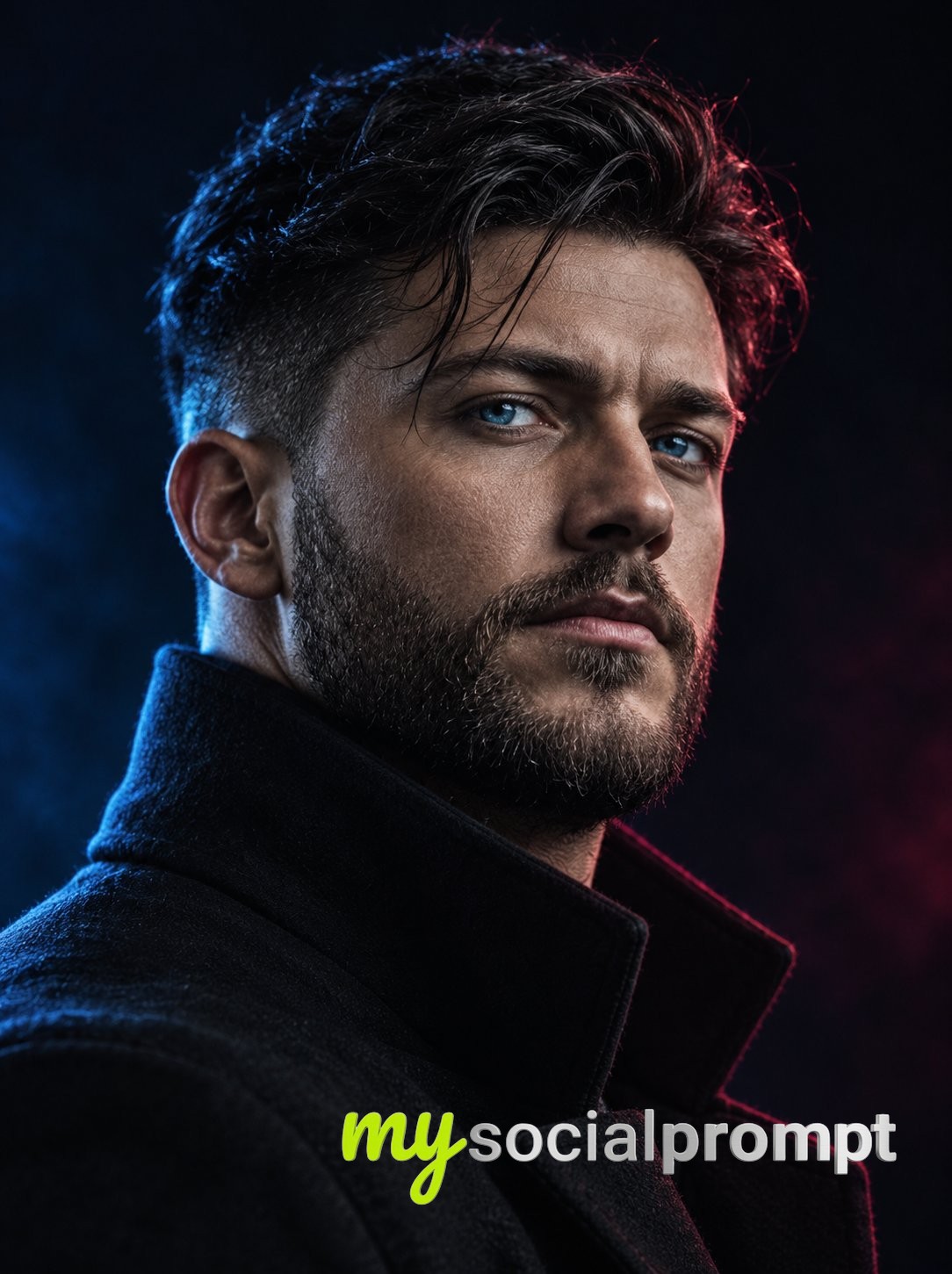 Cinematic Low-Key Portrait of a Bearded Man image 1