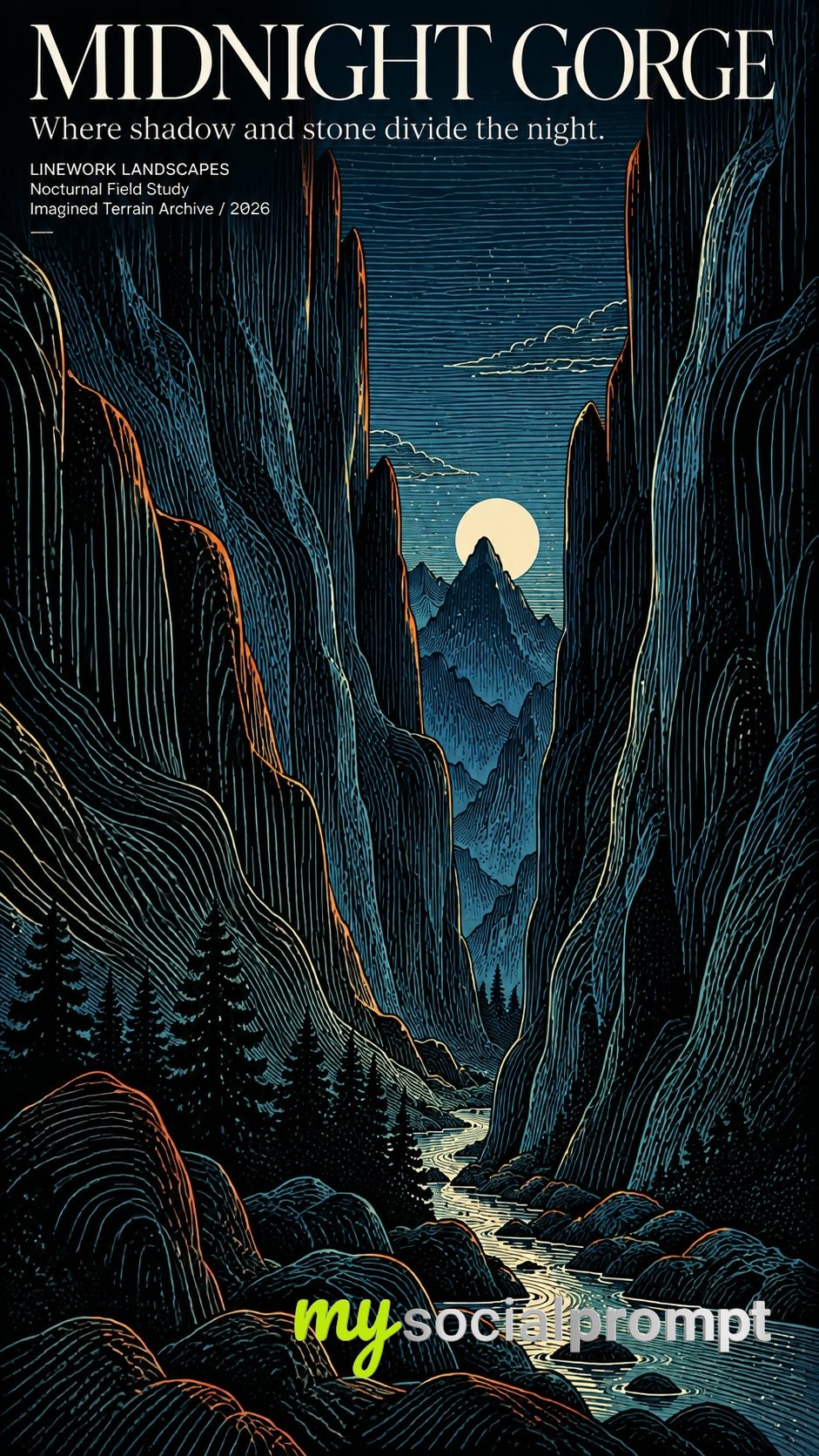 Flowing Contour Line Landscapes as Vertical Posters image 3