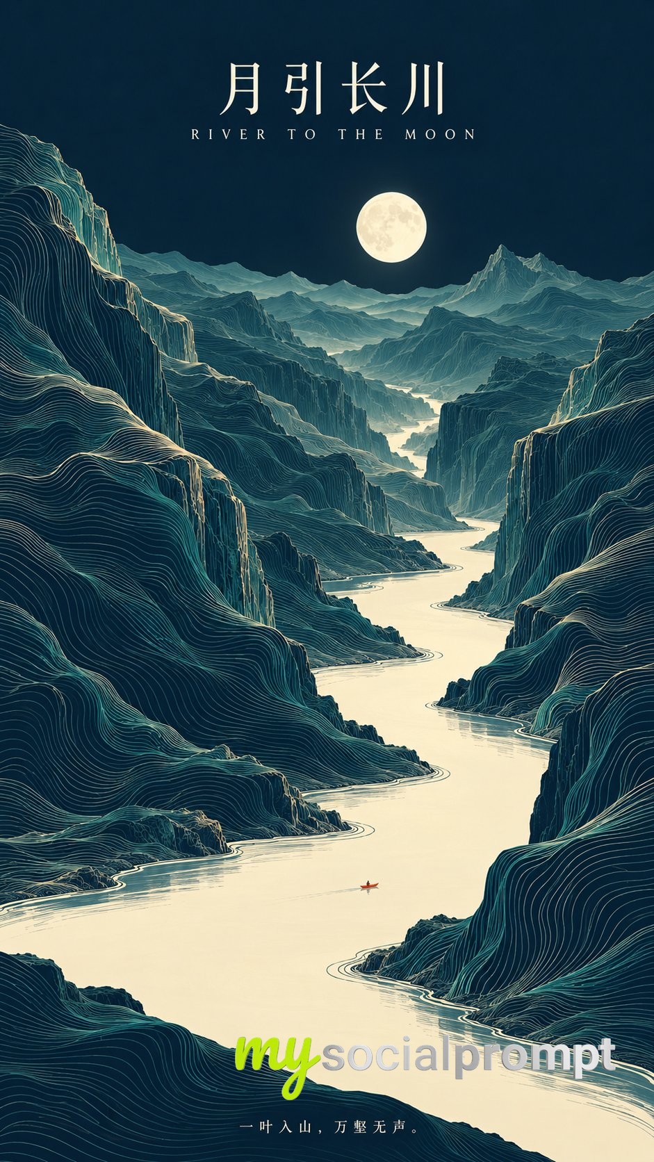 Flowing Contour Line Landscapes as Vertical Posters image 4