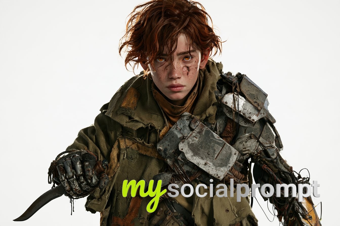 Battle-Worn Fantasy Adventurer in Robot Armor image 1